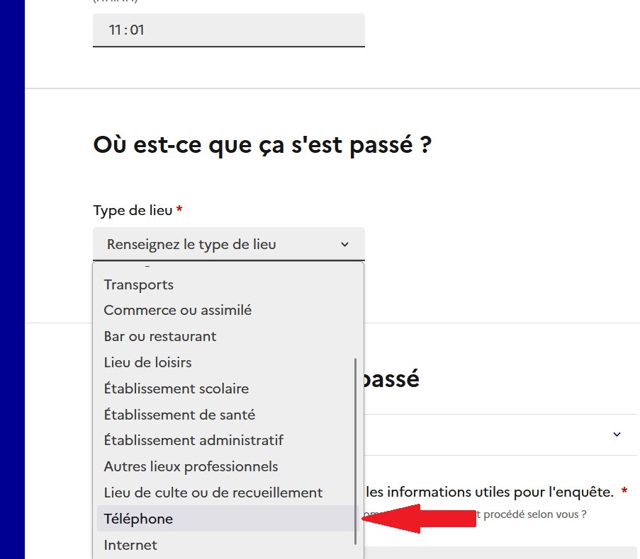 lieu de l'infraction; téléphone ou internet