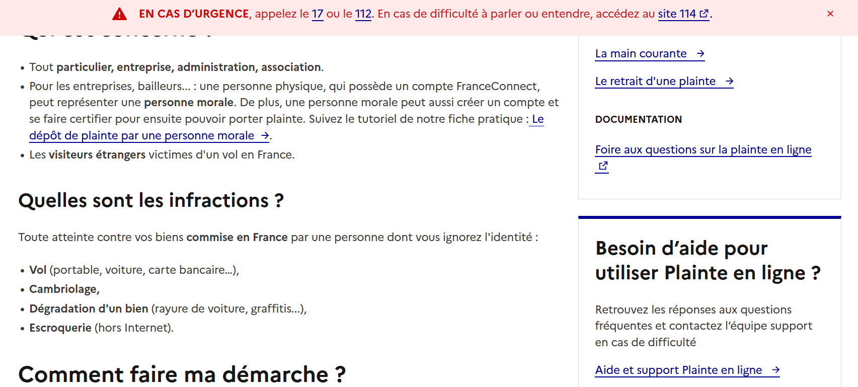 Besoin d’aide pour utiliser Plainte en ligne ?