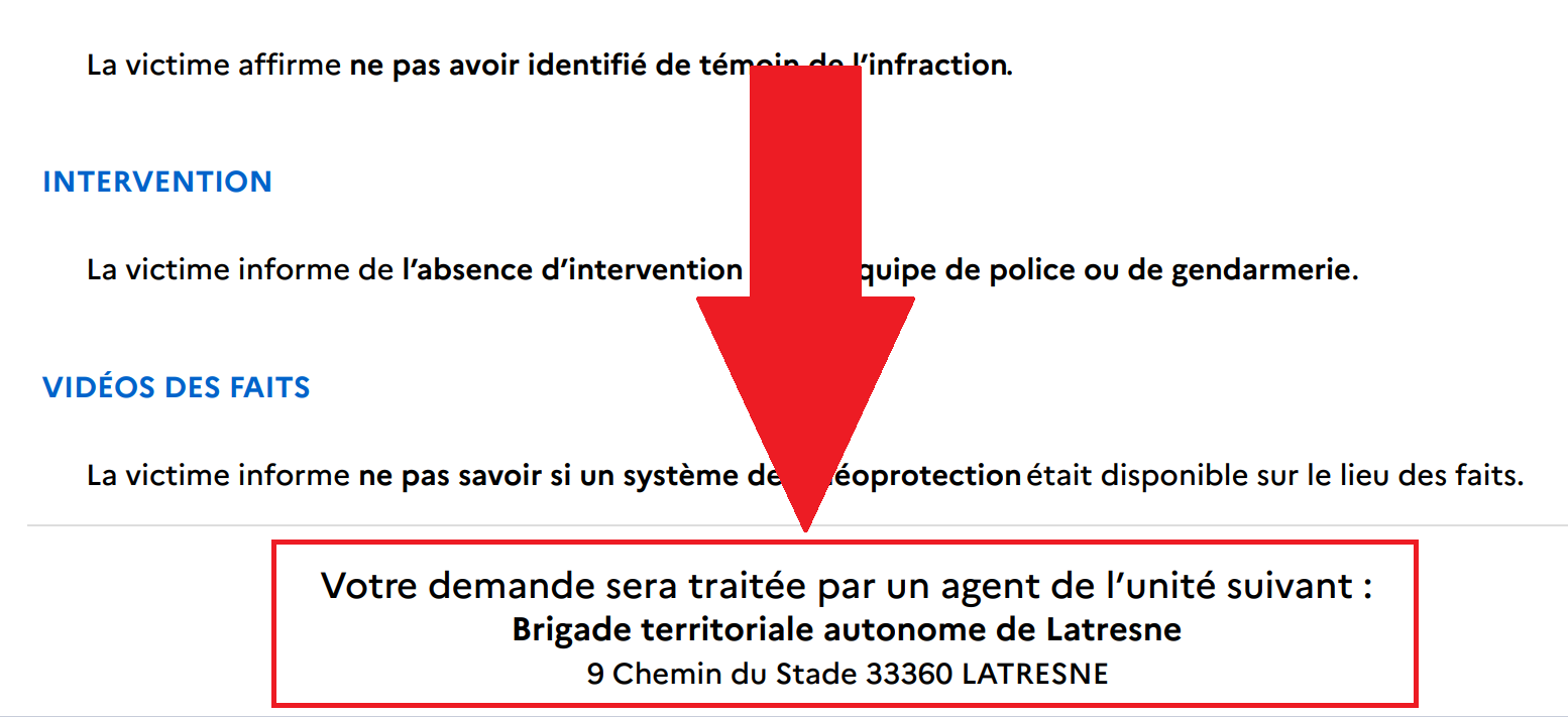 situatuion de l'adresse postale du service de traitement