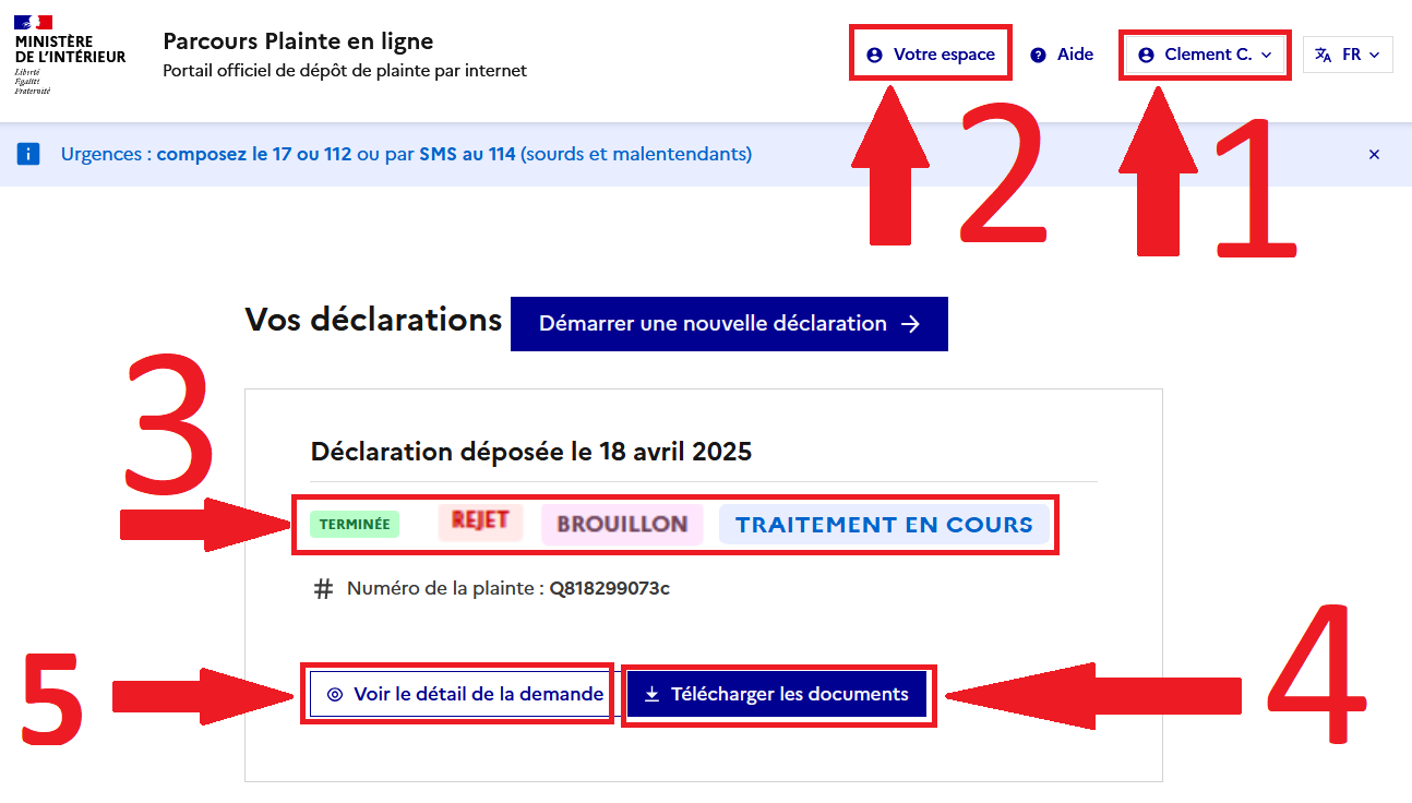 position des boutons d'actions