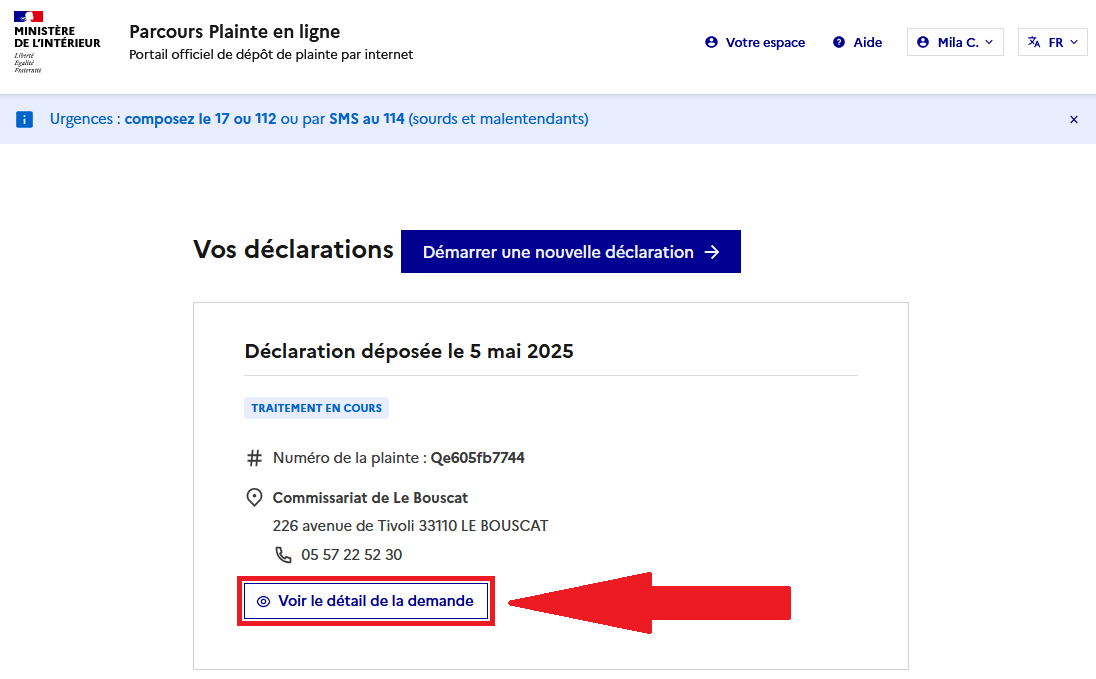 voir le détail de la demande 